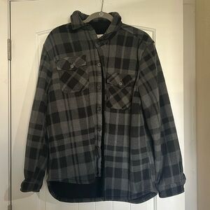Mens Plaid Fleece Long Sleeve